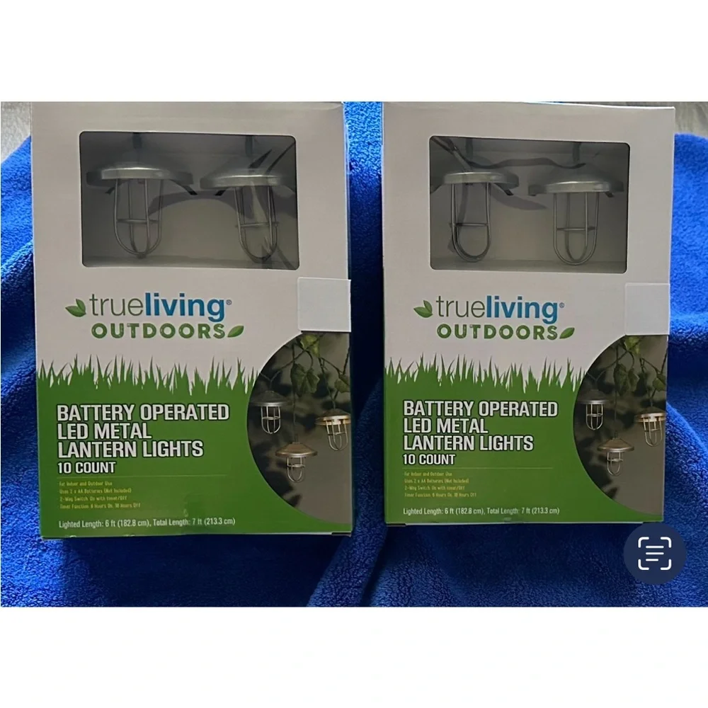 2 Boxes-Battery Operated-LED Metal Lantern String Lights--10 Lanterns Per Box